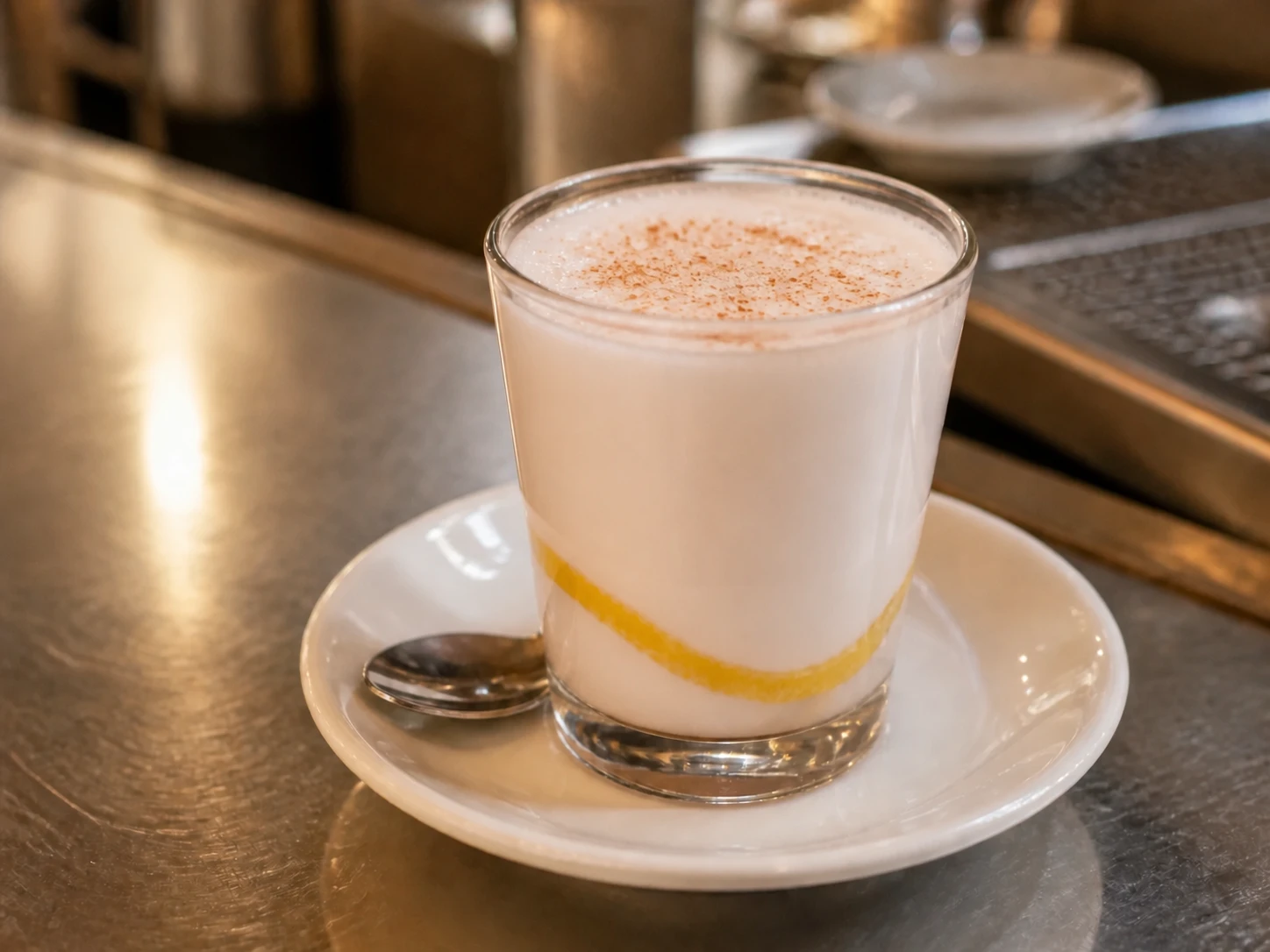 Vaso de americano almeriense con canela y corteza de limón.