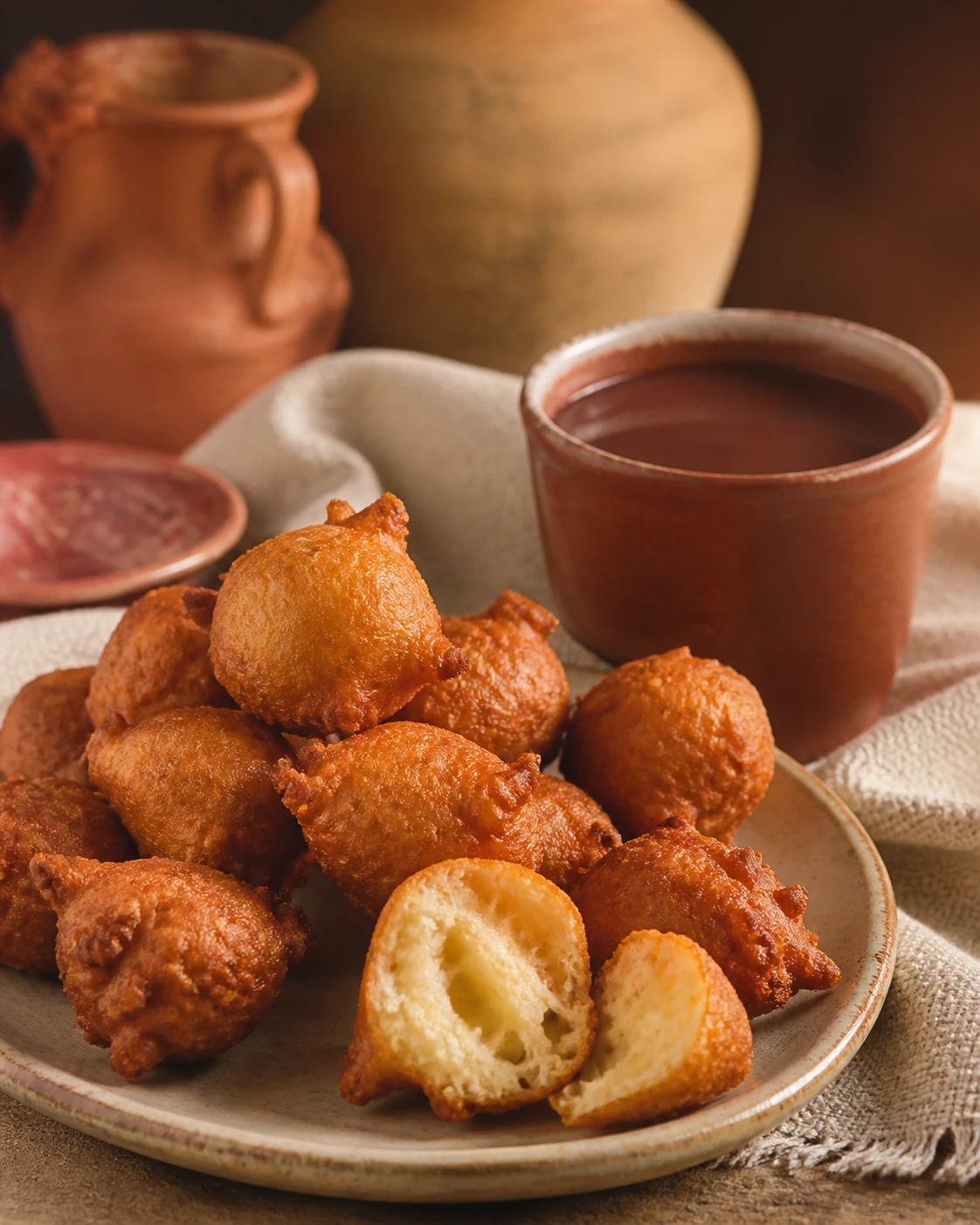 Buñuelos con chocolate de San Antón