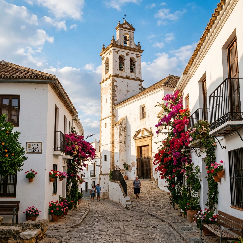 La iglesia de San Nicolás de Bari y las callejuelas blancas de Alhama de Almería