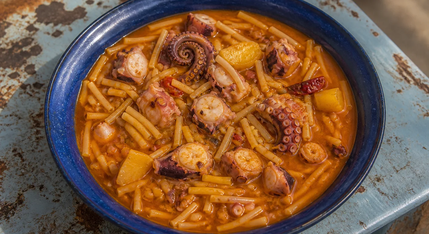 Fideos con pulpo